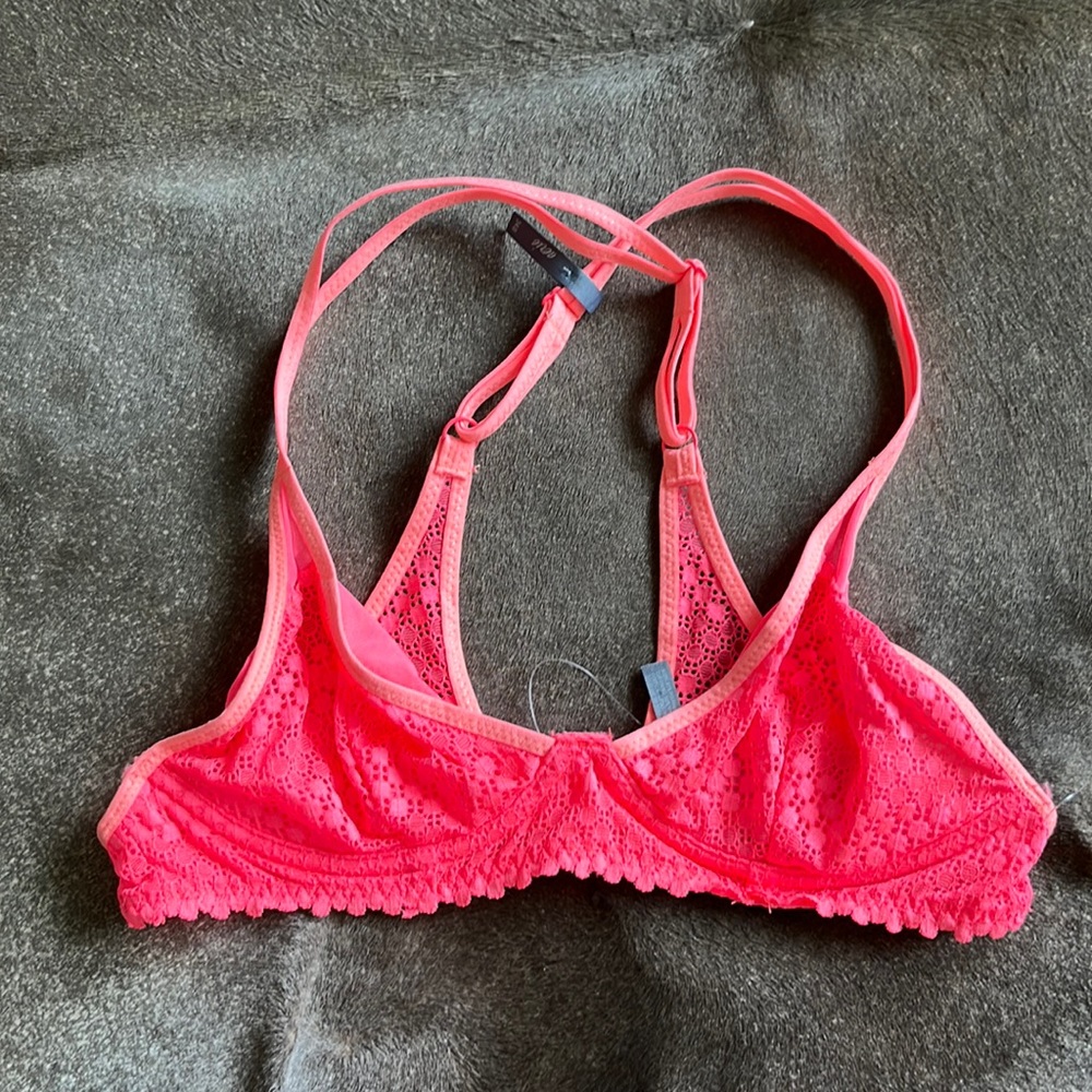 Aerie Underwire Neon Lace X Cross Strap Bra